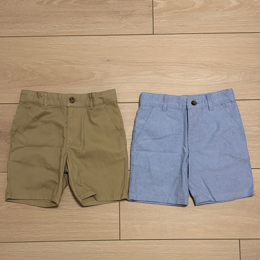 Janie and Jack Boys Khaki and Light Blue Casual Shorts - Set of 2